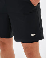 men's sustainable black gym shorts made from recycled plastic